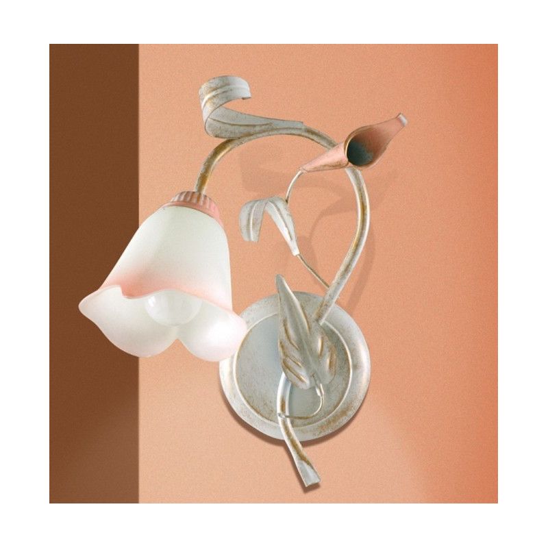 MARZIA APPLIQUE CLASSICA IN METALLO AVORIO O RUGGINE CON DIFFUSORE IN VETRO A SCAVO Padana Lampadari - Cristalensi Shop Online