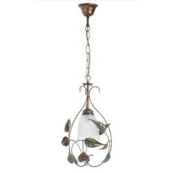 MIRA SOSPENSIONE CLASSICA IN METALLO BRONZO SPENNELLATO ORO CON DIFFUSORE IN VETRO BIANCO CRISTALENSI LIGHT - Cristalensi Shop O 2