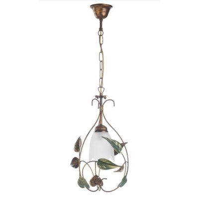 MIRA SOSPENSIONE CLASSICA IN METALLO BRONZO SPENNELLATO ORO CON DIFFUSORE IN VETRO BIANCO CRISTALENSI LIGHT - Cristalensi Shop O