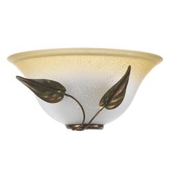 MIRA APPLIQUE CLASSICA CON DIFFUSORE IN VETRO AVORIO SFUMATO AMBRA E DETTAGLI IN METALLO BRONZO CRISTALENSI LIGHT - Cristalensi