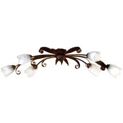 SONIA PLAFONIERA OVALE 6 LUCI IN METALLO MARRONE SPENNELLATO ORO E DIFFUSORI IN VETRO BIANCO CRISTALENSI LIGHT - Cristalensi Sho