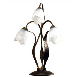 SONIA LAMPADA DA TAVOLO 3 LUCI H60 IN METALLO MARRONE SPENNELLATO ORO E DIFFUSORI IN VETRO BIANCO CRISTALENSI LIGHT - Cristalens