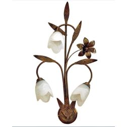 SONIA APPLIQUE 3 LUCI CLASSICA IN METALLO MARRONE SPENNELLATO ORO E DIFFUSORI IN VETRO BIANCO CRISTALENSI LIGHT - Cristalensi Sh