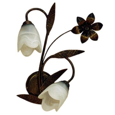 SONIA APPLIQUE 2 LUCI CLASSICA IN METALLO MARRONE SPENNELLATO ORO E DIFFUSORI IN VETRO BIANCO CRISTALENSI LIGHT - Cristalensi Sh