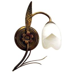 SONIA APPLIQUE 1 LUCE CLASSICA IN METALLO MARRONE SPENNELLATO ORO E DIFFUSORE IN VETRO BIANCO CRISTALENSI LIGHT - Cristalensi Sh