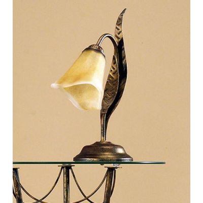 ALGA LUMETTO CLASSICO IN METALLO MARRONE SPENNELLATO ORO E DIFFUSORE IN VETRO AMBRA CRISTALENSI LIGHT - Cristalensi Shop Online