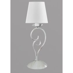 POMPEI LUMETTO CLASSICO IN METALLO BIANCO INVECCHIATO CON PARALUME IN TESSUTO BIANCO CRISTALENSI LIGHT - Cristalensi Shop Online
