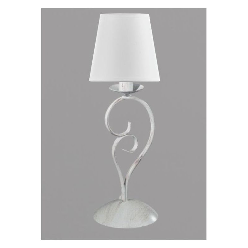 POMPEI LUMETTO CLASSICO IN METALLO BIANCO INVECCHIATO CON PARALUME IN TESSUTO BIANCO CRISTALENSI LIGHT - Cristalensi Shop Online