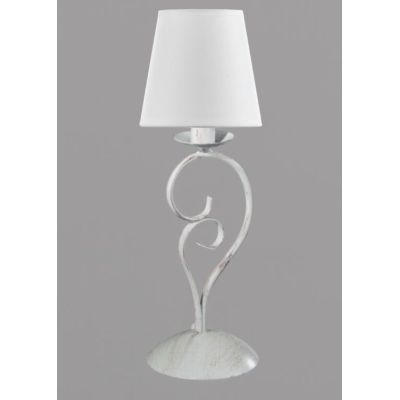 POMPEI LUMETTO CLASSICO IN METALLO BIANCO INVECCHIATO CON PARALUME IN TESSUTO BIANCO CRISTALENSI LIGHT - Cristalensi Shop Online