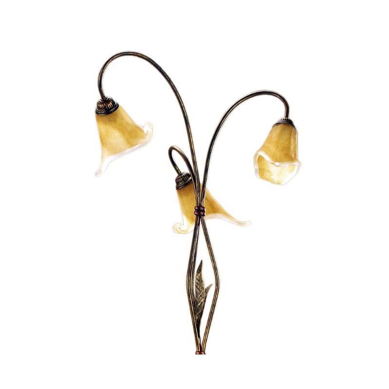 ALGA PIANTANA 3 LUCI IN METALLO MARRONE SPENNELLATO ORO E DIFFUSORI IN VETRO AMBRA CRISTALENSI LIGHT - Cristalensi Shop Online