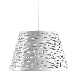 RICKY SOSPENSIONE SINGOLA MODERNA IN METALLO BIANCO TRAFORATO LAMPADINA ATTACCO E27 CRISTALENSI LIGHT - Cristalensi Shop Online