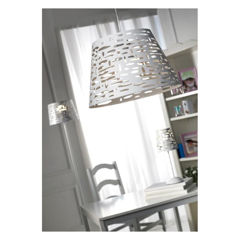 RICKY SOSPENSIONE SINGOLA MODERNA IN METALLO BIANCO TRAFORATO LAMPADINA ATTACCO E27 CRISTALENSI LIGHT - Cristalensi Shop Online