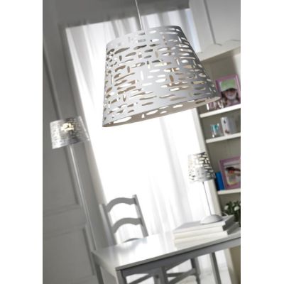 RICKY SOSPENSIONE SINGOLA MODERNA IN METALLO BIANCO TRAFORATO LAMPADINA ATTACCO E27 CRISTALENSI LIGHT - Cristalensi Shop Online