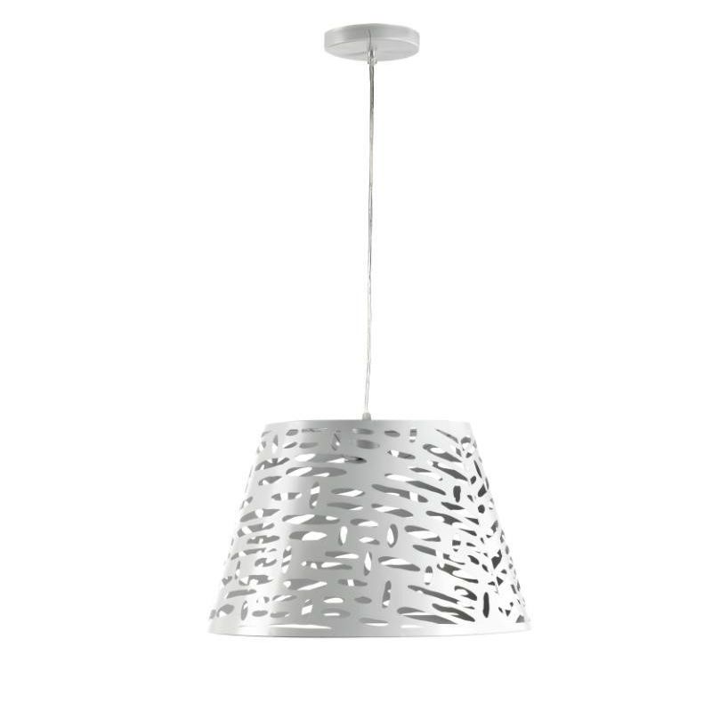 RICKY SOSPENSIONE SINGOLA MODERNA IN METALLO BIANCO TRAFORATO LAMPADINA ATTACCO E27 CRISTALENSI LIGHT - Cristalensi Shop Online