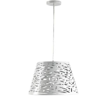 RICKY SOSPENSIONE SINGOLA MODERNA IN METALLO BIANCO TRAFORATO LAMPADINA ATTACCO E27 CRISTALENSI LIGHT - Cristalensi Shop Online