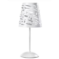 RICKY LUMETTO MODERNO IN METALLO BIANCO TRAFORATO ALTEZZA CM 38 LAMPADINA ATTACCO E14 CRISTALENSI LIGHT - Cristalensi Shop Onlin