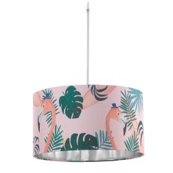 FLAMINGO SOSPENSIONE GIOVANE E MODERNO CON DIFFUSORE IN TESSUTO ROSA DECORATO CRISTALENSI LIGHT - Cristalensi Shop Online