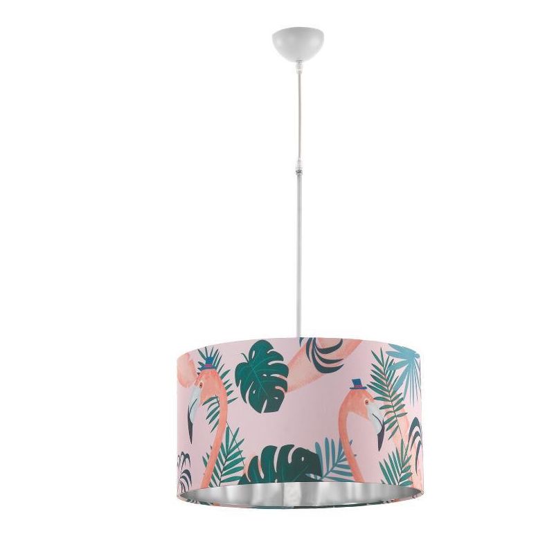 FLAMINGO SOSPENSIONE GIOVANE E MODERNO CON DIFFUSORE IN TESSUTO ROSA DECORATO CRISTALENSI LIGHT - Cristalensi Shop Online