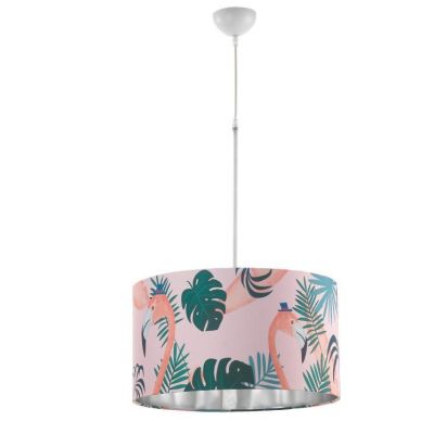 FLAMINGO SOSPENSIONE GIOVANE E MODERNO CON DIFFUSORE IN TESSUTO ROSA DECORATO CRISTALENSI LIGHT - Cristalensi Shop Online