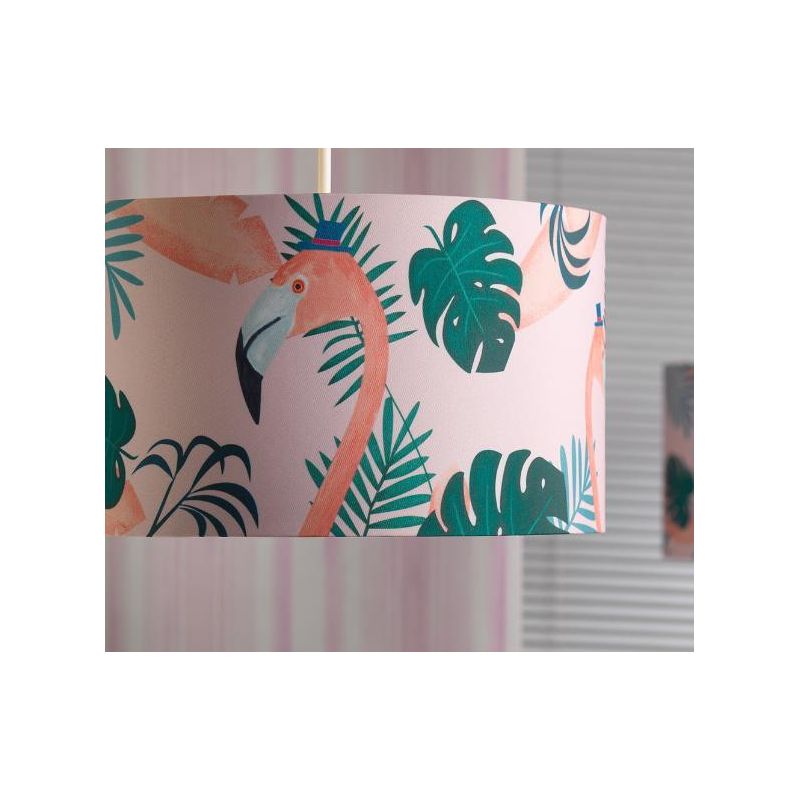 FLAMINGO SOSPENSIONE GIOVANE E MODERNO CON DIFFUSORE IN TESSUTO ROSA DECORATO CRISTALENSI LIGHT - Cristalensi Shop Online