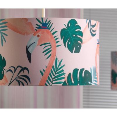 FLAMINGO SOSPENSIONE GIOVANE E MODERNO CON DIFFUSORE IN TESSUTO ROSA DECORATO CRISTALENSI LIGHT - Cristalensi Shop Online