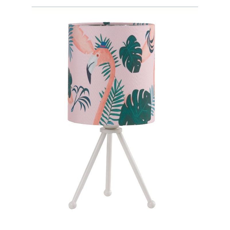 FLAMINGO PICCOLA LAMPADA DA TAVOLO H34 MODERNA CON DIFFUSORE IN TESSUTO ROSA DECORATO CRISTALENSI LIGHT - Cristalensi Shop Onlin