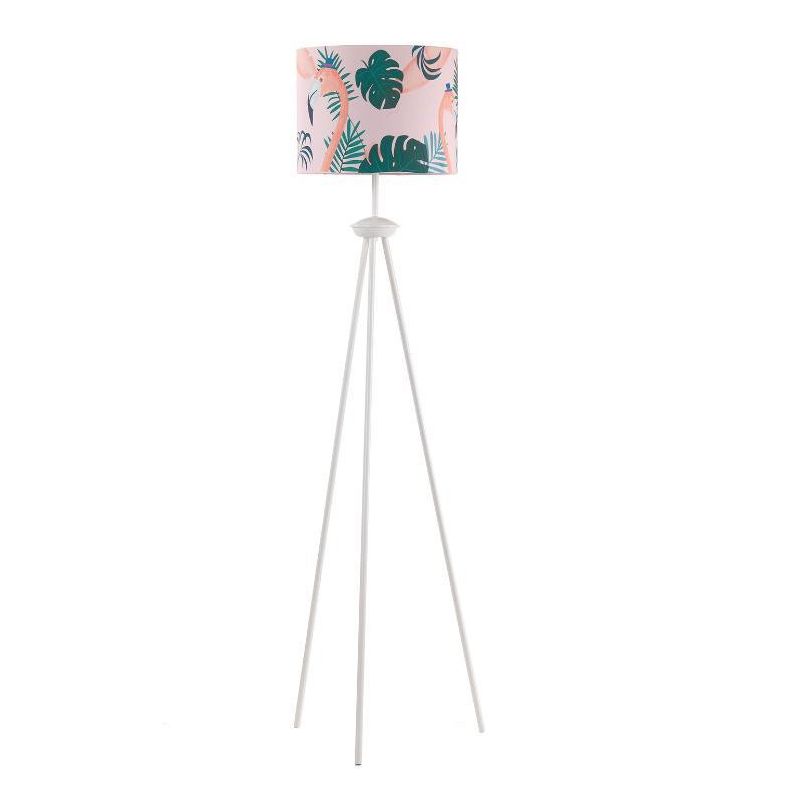 FLAMINGO PIANTANA MODERNA BASE TREPPIEDI H150 CON DIFFUSORE IN TESSUTO ROSA DECORATO CRISTALENSI LIGHT - Cristalensi Shop Online