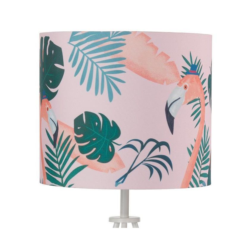FLAMINGO PIANTANA MODERNA BASE TREPPIEDI H150 CON DIFFUSORE IN TESSUTO ROSA DECORATO CRISTALENSI LIGHT - Cristalensi Shop Online