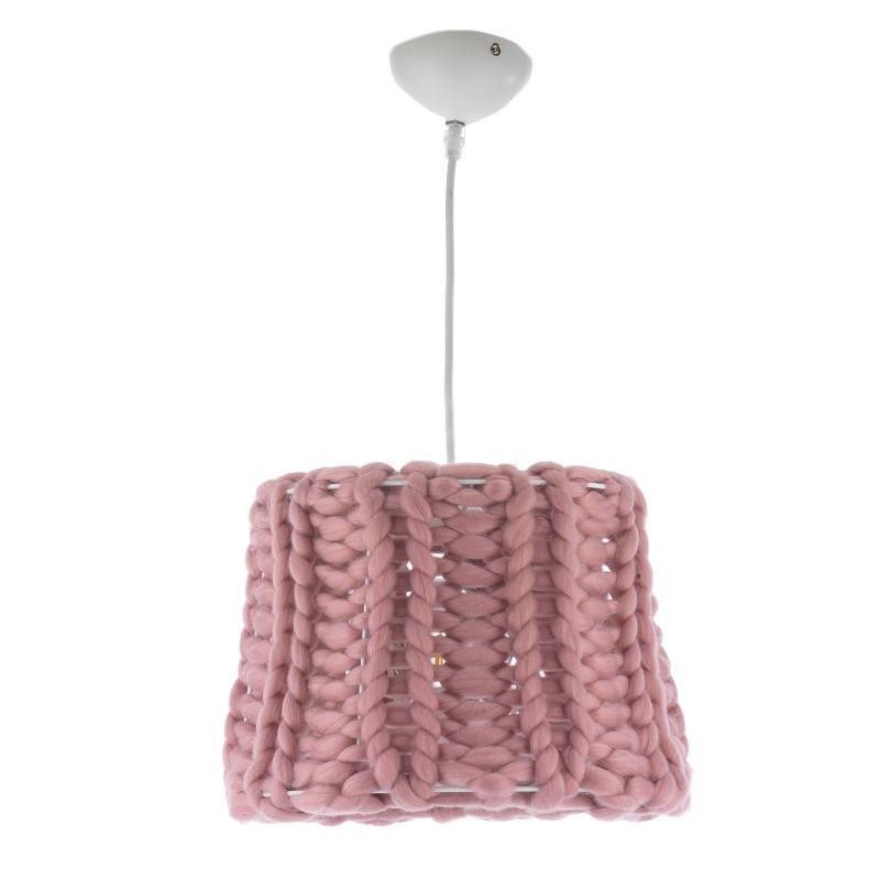 DOLLY SOSPENSIONE SINGOLA MODERNA METALLO BIANCO CON DIFFUSORE IN LANA COLORE ROSA ANTICO CRISTALENSI LIGHT - Cristalensi Shop O