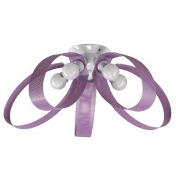 MILA PLAFONIERA MODERNA 5 LUCI IN METALLO BIANCO CON STRUTTURA IN TESSUTO LILLA TRAFORATO CRISTALENSI LIGHT - Cristalensi Shop O