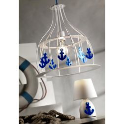 ANCORINA LUMETTO DAL DESIGN MODERNO IN METALLO BIANCO CON PARALUME IN STOFFA BIANCO CRISTALENSI LIGHT - Cristalensi Shop Online 2