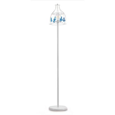 ANCORINA PIANTANA DAL DESIGN MODERNO IN METALLO BIANCO CON ANCORE DECORATIVE BLU CRISTALENSI LIGHT - Cristalensi Shop Online