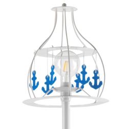 ANCORINA PIANTANA DAL DESIGN MODERNO IN METALLO BIANCO CON ANCORE DECORATIVE BLU CRISTALENSI LIGHT - Cristalensi Shop Online 2