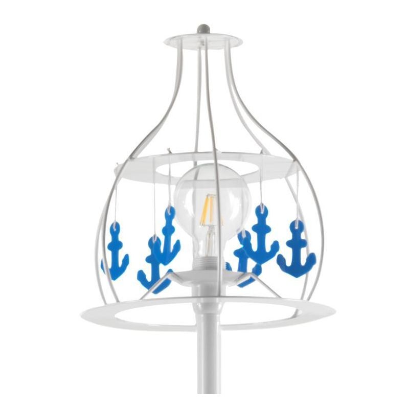 ANCORINA PIANTANA DAL DESIGN MODERNO IN METALLO BIANCO CON ANCORE DECORATIVE BLU CRISTALENSI LIGHT - Cristalensi Shop Online