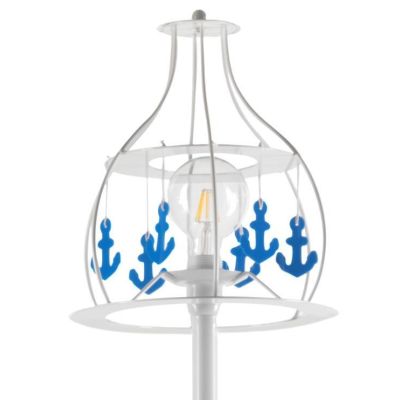 ANCORINA PIANTANA DAL DESIGN MODERNO IN METALLO BIANCO CON ANCORE DECORATIVE BLU CRISTALENSI LIGHT - Cristalensi Shop Online
