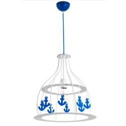 ANCORINA SOSPENSIONE SINGOLA MODERNA IN METALLO BIANCO E BLU CON ANCORINE DECORATIVE BLU CRISTALENSI LIGHT - Cristalensi Shop On 2