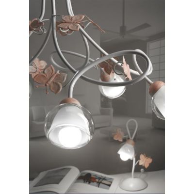 BUTTERFLY LAMPADARIO A SOSPENSIONE 3 LUCI PER BIMBE IN METALLO BIANCO CON FARFALLE ROSE CRISTALENSI LIGHT - Cristalensi Shop Onl