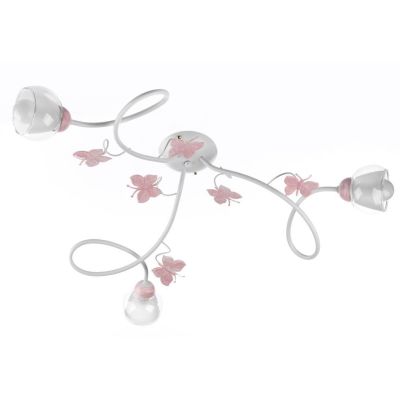 BUTTERFLY PLAFONIERA 3 LUCI PER CAMERETTA BIMBE IN METALLO BIANCO CON FARFALLE ROSE CRISTALENSI LIGHT - Cristalensi Shop Online