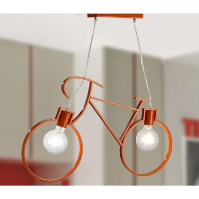 BIKE SOSPENSIONE A FORMA DI BICICLETTA ARANCIONE, BLU O NERA LAMPADINE ATTACCO 2XE27 CRISTALENSI LIGHT - Cristalensi Shop Online