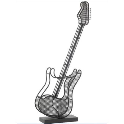 ROCK LAMPADA DA TAVOLO A FORMA DI CHITARRA IN METALLO TRAFORATO NERO LED INTEGRATO DA 12W LUCE 3000K CRISTALENSI LIGHT - Cristal