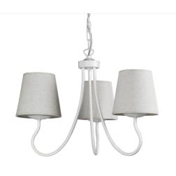 MARGOT LAMPADARIO CLASSICO 3 LUCI IN METALLO BIANCO CON PARALUMI IN TESSUTO SABBIA CRISTALENSI LIGHT - Cristalensi Shop Online