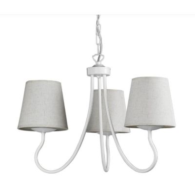 MARGOT LAMPADARIO CLASSICO 3 LUCI IN METALLO BIANCO CON PARALUMI IN TESSUTO SABBIA CRISTALENSI LIGHT - Cristalensi Shop Online