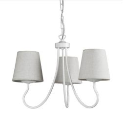 MARGOT LAMPADARIO CLASSICO 3 LUCI IN METALLO BIANCO CON PARALUMI IN TESSUTO SABBIA CRISTALENSI LIGHT - Cristalensi Shop Online 2