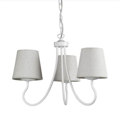 MARGOT LAMPADARIO CLASSICO 3 LUCI IN METALLO BIANCO CON PARALUMI IN TESSUTO SABBIA CRISTALENSI LIGHT - Cristalensi Shop Online