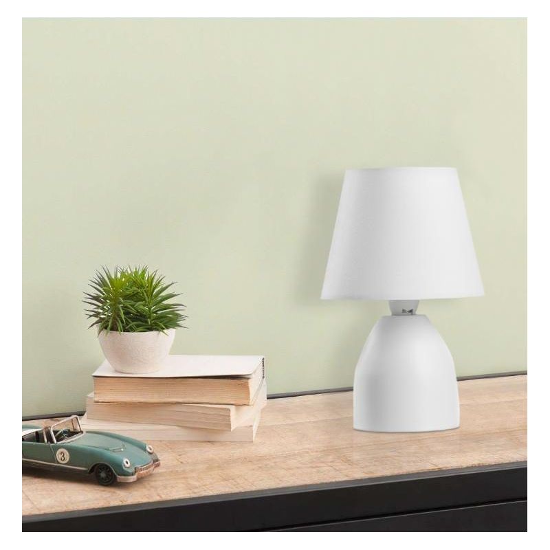 NANO LAMPADA DA TAVOLO IN METALLO ROSA,TORTORA O BIANCO CON PARALUME IN STOFFA IN TINTA CRISTALENSI LIGHT - Cristalensi Shop Onl