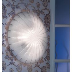 CRUX PLAFONIERA MODERNA DIAMETRO CM 40 IN VETRO CON DETTAGLI CROMO LAMPADINE 2XE27 CRISTALENSI LIGHT - Cristalensi Shop Online