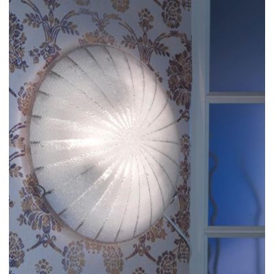 CRUX PLAFONIERA MODERNA DIAMETRO CM 40 IN VETRO CON DETTAGLI CROMO LAMPADINE 2XE27 CRISTALENSI LIGHT - Cristalensi Shop Online