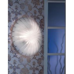 CRUX PLAFONIERA MODERNA DIAMETRO CM 30 IN VETRO CON DETTAGLI CROMO LAMPADINE 2XE27 CRISTALENSI LIGHT - Cristalensi Shop Online