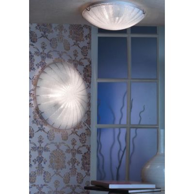 CRUX PLAFONIERA MODERNA DIAMETRO CM 30 IN VETRO CON DETTAGLI CROMO LAMPADINE 2XE27 CRISTALENSI LIGHT - Cristalensi Shop Online