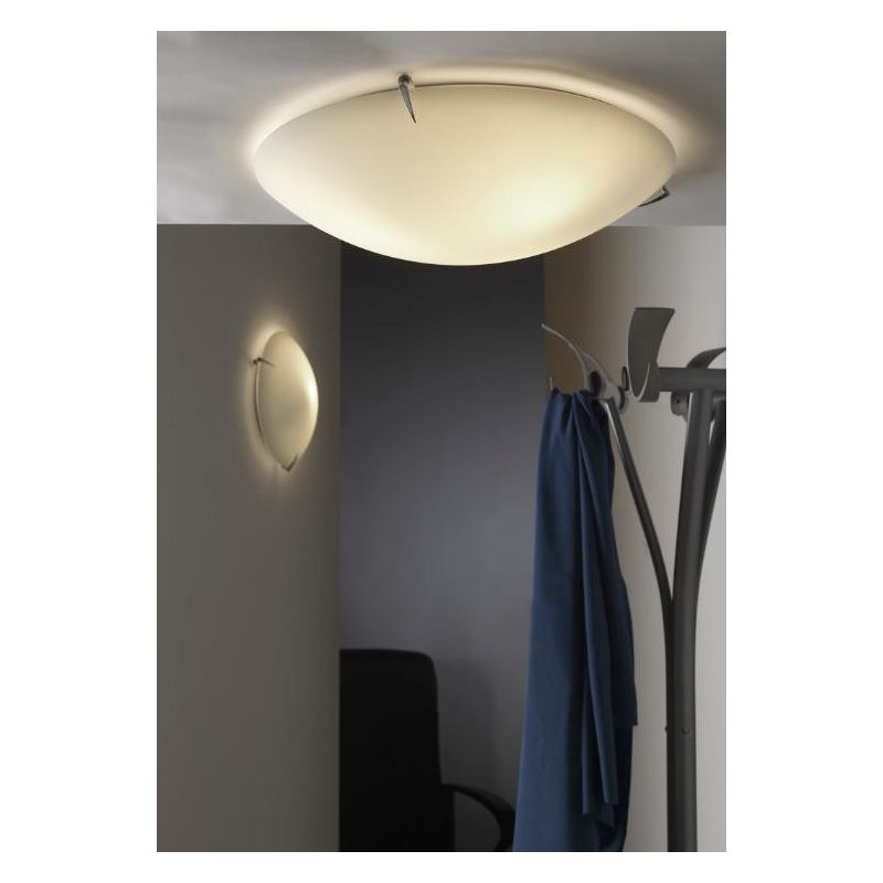 NAIL PLAFONIERA MEDIA CLASSICA IN VETRO SATINATO BIANCO DIAMETRO CM 40 LAMPADINE 2XE27 CRISTALENSI LIGHT - Cristalensi Shop Onli